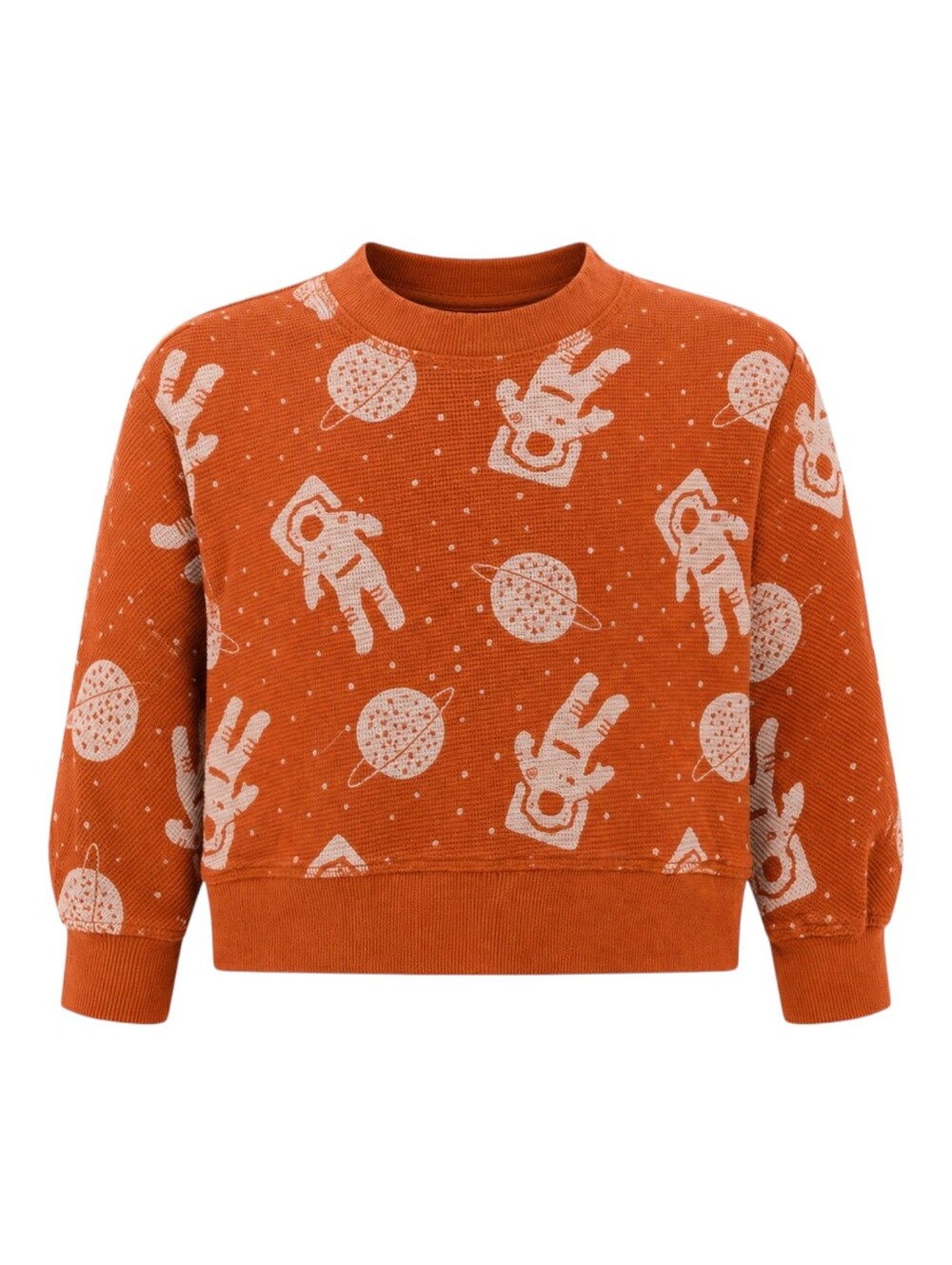 Hanna Andersson Kids Orange Astronaut Space Waffle Knit Shirt Boys Size 130 8